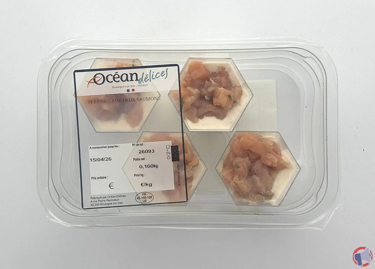 Rappel de : océan délices 4 verrines 2 saumons 160g