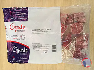 Rappel produit BOURGUIGNON JOUE*** DE BOEUF 60/80g SACHET 1KG, CONGELE O'GUSTE