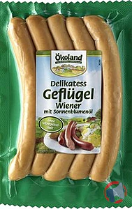 Rappel produit Knack de Volailles (~4-5pcs) SB Delikatess Geflügelwiener - 5 St. ökoland