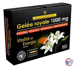 Rappel produit Gelée Royale 1000 mg + Ginseng + Guarana + Gingembre + Eleutherocoque Oligoroyal 5G