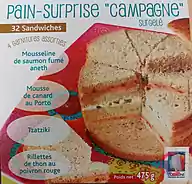 Rappel produit PAIN SURPRISE CAMPAGNE 475g Pain surprise campagne tranché - 32 sandwiches - surgelé (photo numéro 1)