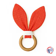 Rappel produit PAPATE Anneau de dentitionon en coton biologique avec anneau en bois.