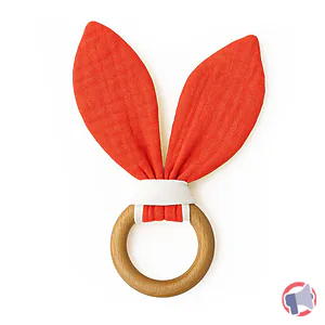 Rappel produit Anneau de dentitionon en coton biologique avec anneau en bois. PAPATE