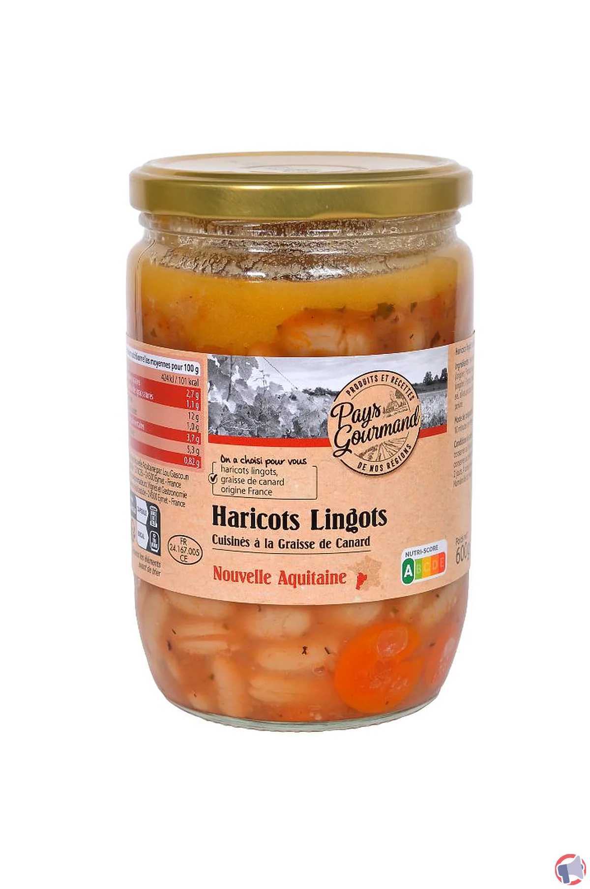 Rappel de produit : haricots lingots cuisinés 600g de la marque Pays Gourmand