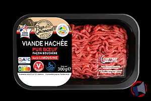 Rappel produit VIANDE HACHEE PUR BOEUF FACON BOUCHERE RACE LIMOUSINE 5% 300G PAYS GOURMAND