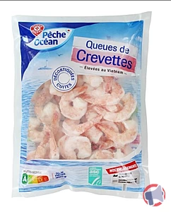 Rappel produit QUEUES DE CREVETTES DECORTIQUEES CUITES SURGELEES - 300 G PECHE OCEAN