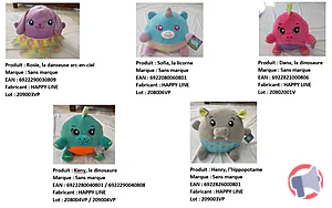 Rappel produit Peluches animaux DREAM BEAMS