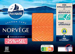 Rappel produit Saumon fumé Norvège - 25% de sel 4T minimum 120g Petit Navire