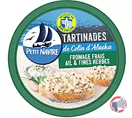 Rappel produit PETIT NAVIRE Tartinades de Colin d'Alaska, Fromage frais, Ail et Fines Herbes MSC