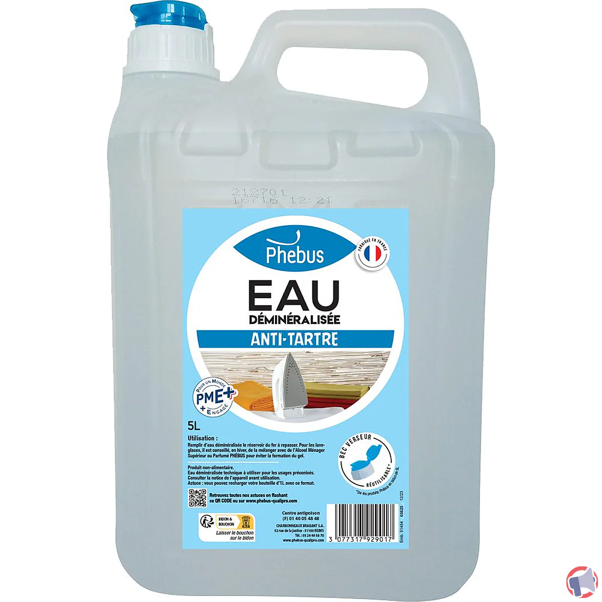 Rappel de produit : Eau déminéralisée 5L de la marque PHEBUS pour pollution par du bisulfite de soude