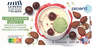 Rappel produit 2 mini-pots Lait d'amande Griotte PICARD