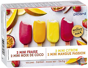 Rappel produit 8 MINI BEST SORBET Fraise - Noix de Coco / Citron - Mangue Passion PICARD