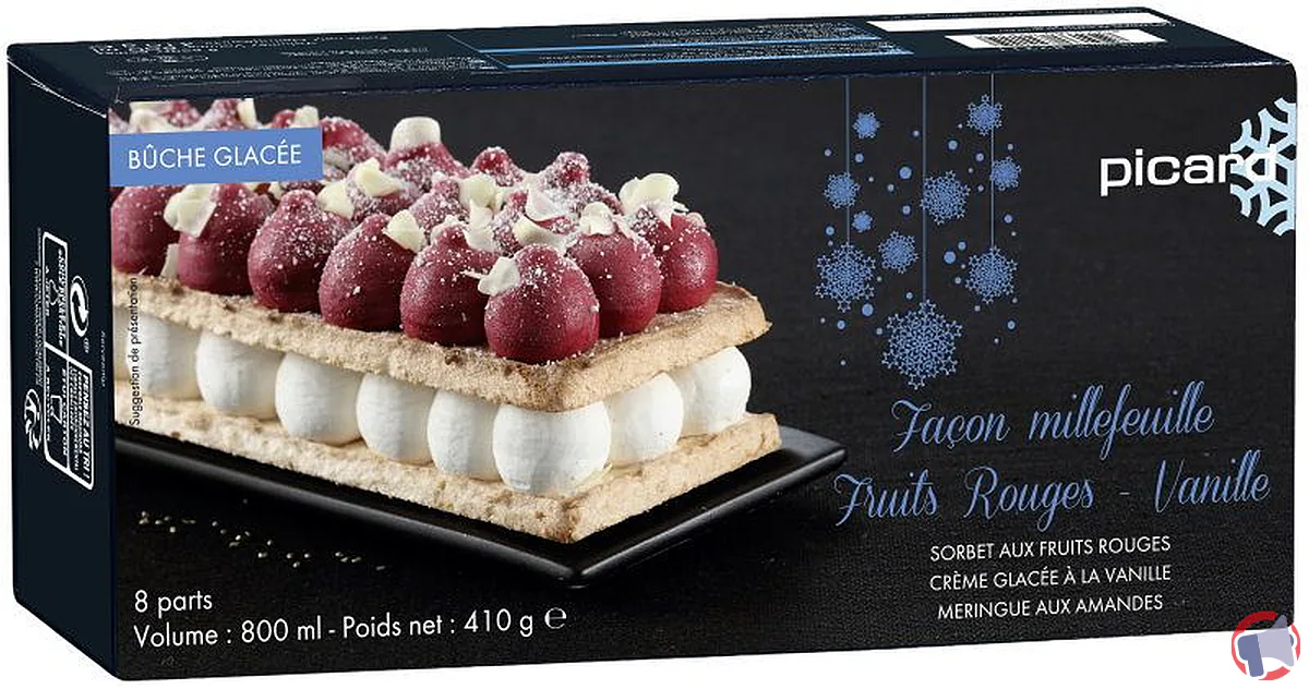Picard Samosas Fruits Rouges Rappel produit BÛCHE GLACÉE FAÇON MILLEFEUILLE FRUITS ROUGES – VANILLE ...
