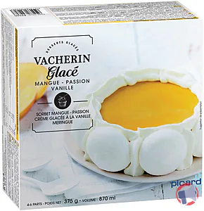 Rappel produit Vacherin glacé Mangue-Passion Vanille PICARD