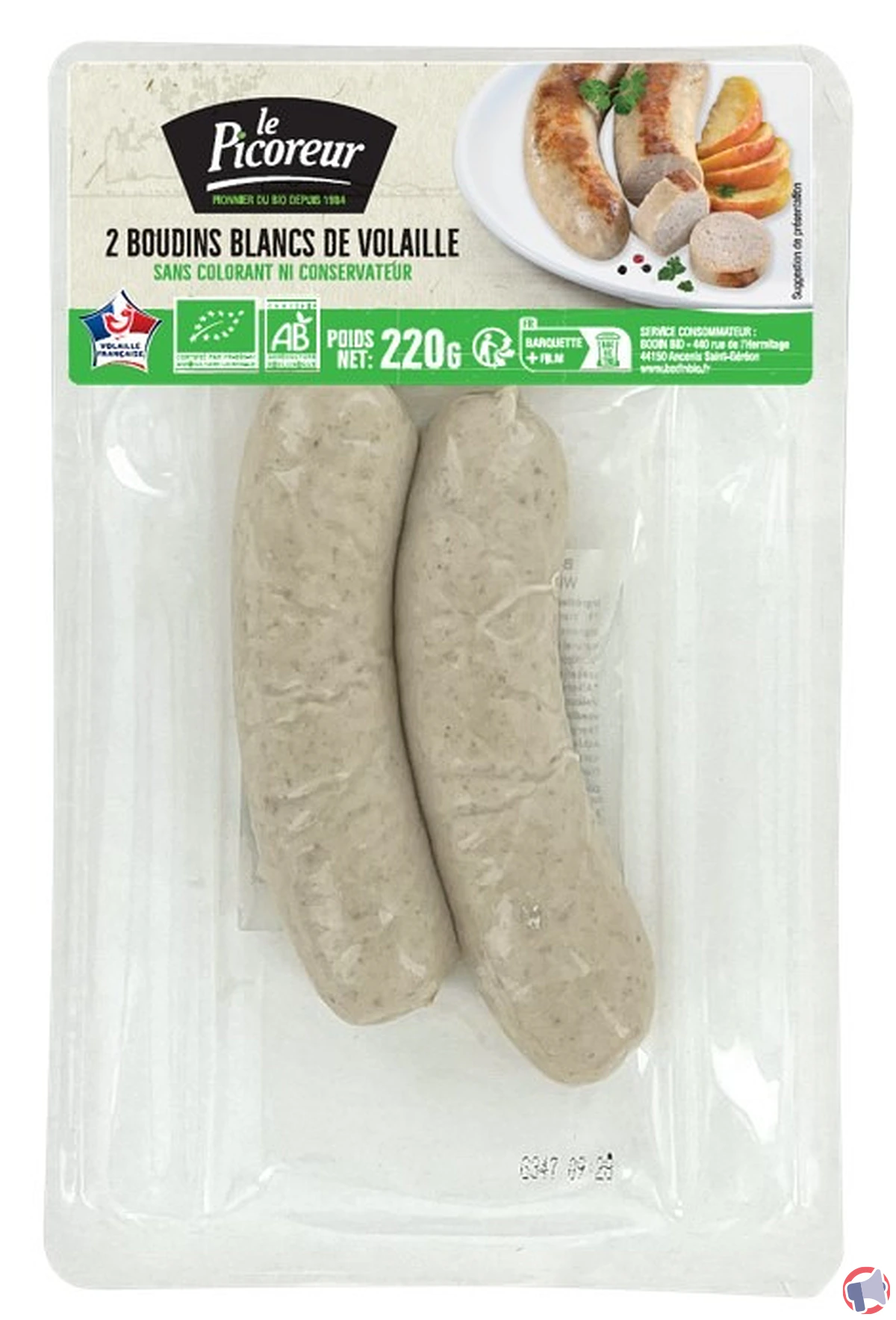Rappel du picoreur boudin blanc volaille bio ski