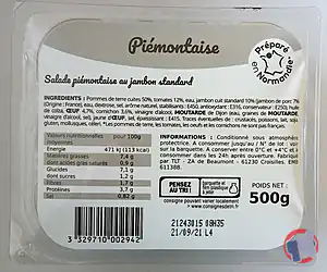 Rappel produit PIEMONTAISE