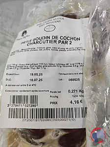 Rappel produit Boudin de Porc Pierre Sajous