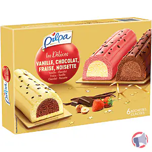 Rappel produit Bûchettes PILPA Les Délices Fraise Vanille Chocolat x6 PILPA
