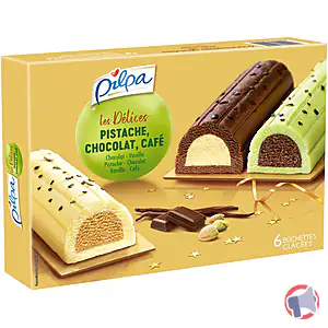 Rappel produit Bûchettes PILPA Les Délices Pistache, Chocolat, Café x6 PILPA