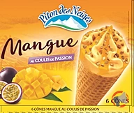 Rappel produit Cônes x 6 Piton des Neiges mangue et coulis de passion lot x2 PITON DES NEIGES