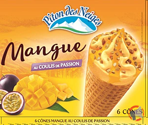 Rappel produit Cônes x 6 Piton des Neiges mangue et coulis de passion lot x2 PITON DES NEIGES