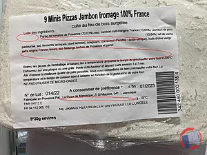 Rappel produit Mini Pizza Jambon Fromage ECOMIAM LA PIZZA DE MANOSQUE