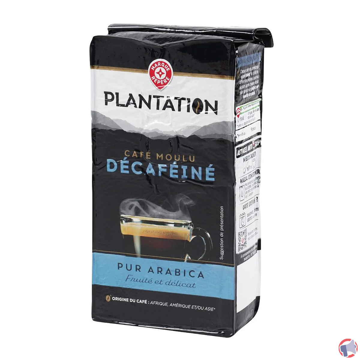 Rappel du café moulu pur arabica décaféiné de Plantation