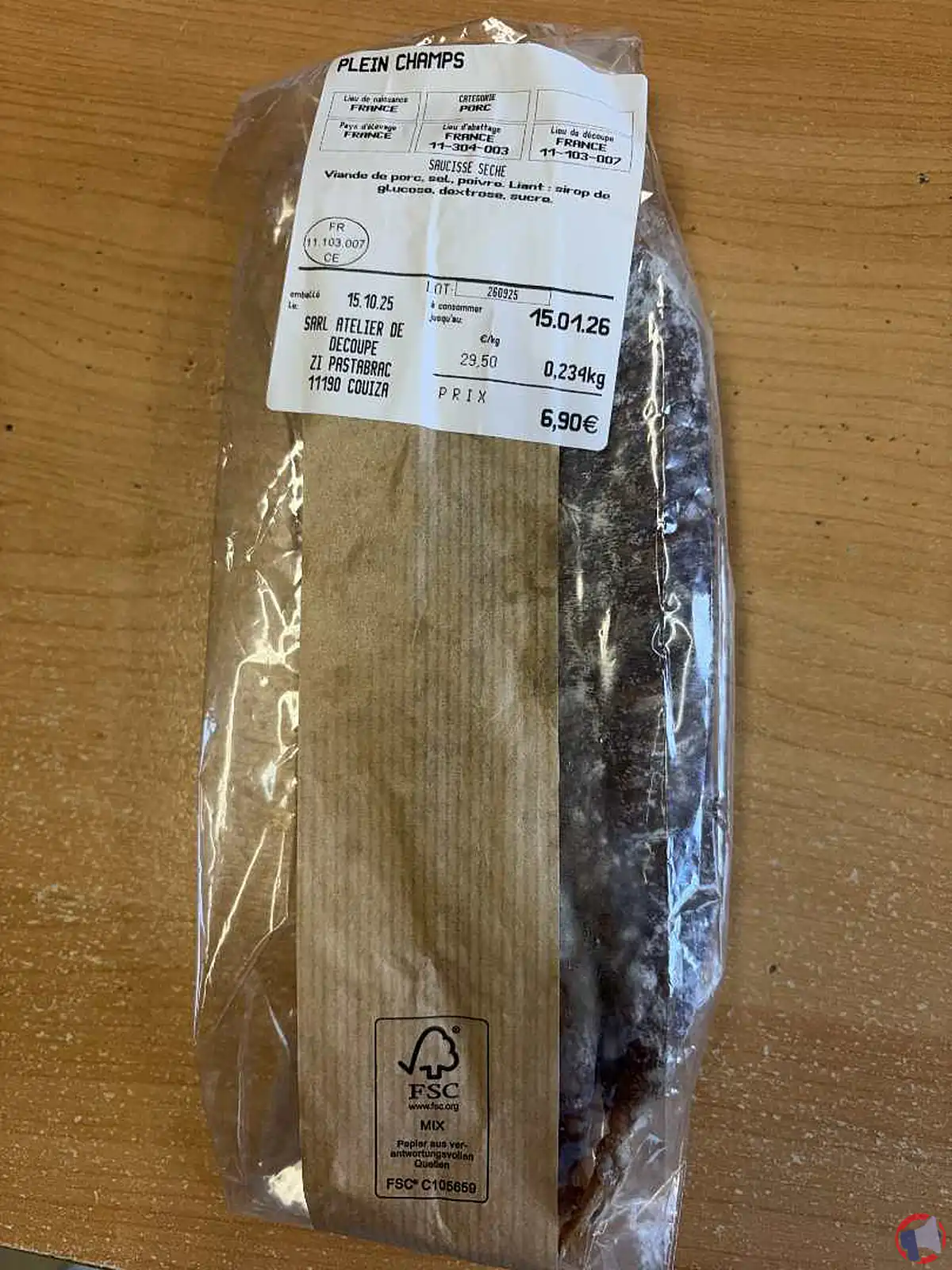 Rappel : Plein Champs saucisse sèche – mise en garde