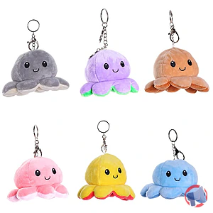 Rappel produit Porte-clé poulpe octopus - mood flip octopus, 3inch plush keychain decoration, handbag charm, backpack pendant, couple keychain