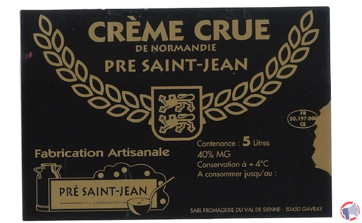 Rappel : de la crème crue « pré saint-jean » (fromagerie va) peut présenter un risque sanitaire
