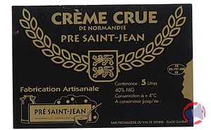 Rappel produit CREME CRUE 40%MG "PRE SAINT JEAN FROMAGERIE DU VAL DE SIENNE"