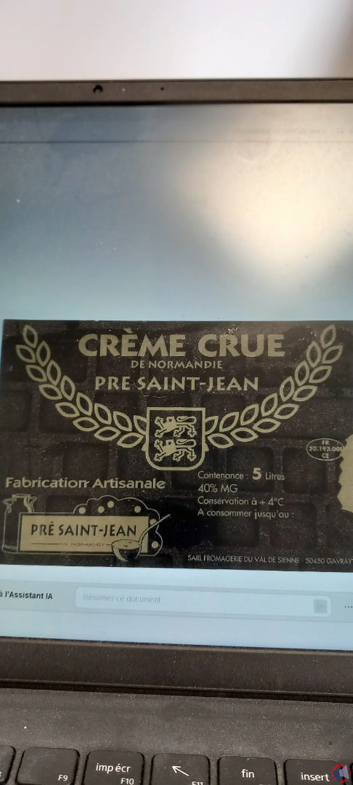 Rappel de crème crue 40% MG : risque de contamination à la Listeria