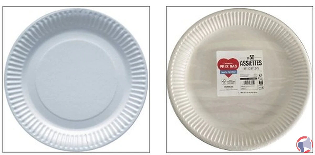 Rappel : assiette en carton prix bas potentiellement dangereuse