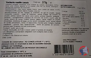Rappel produit VACHERIN VANILLE CASSIS PROLAINAT