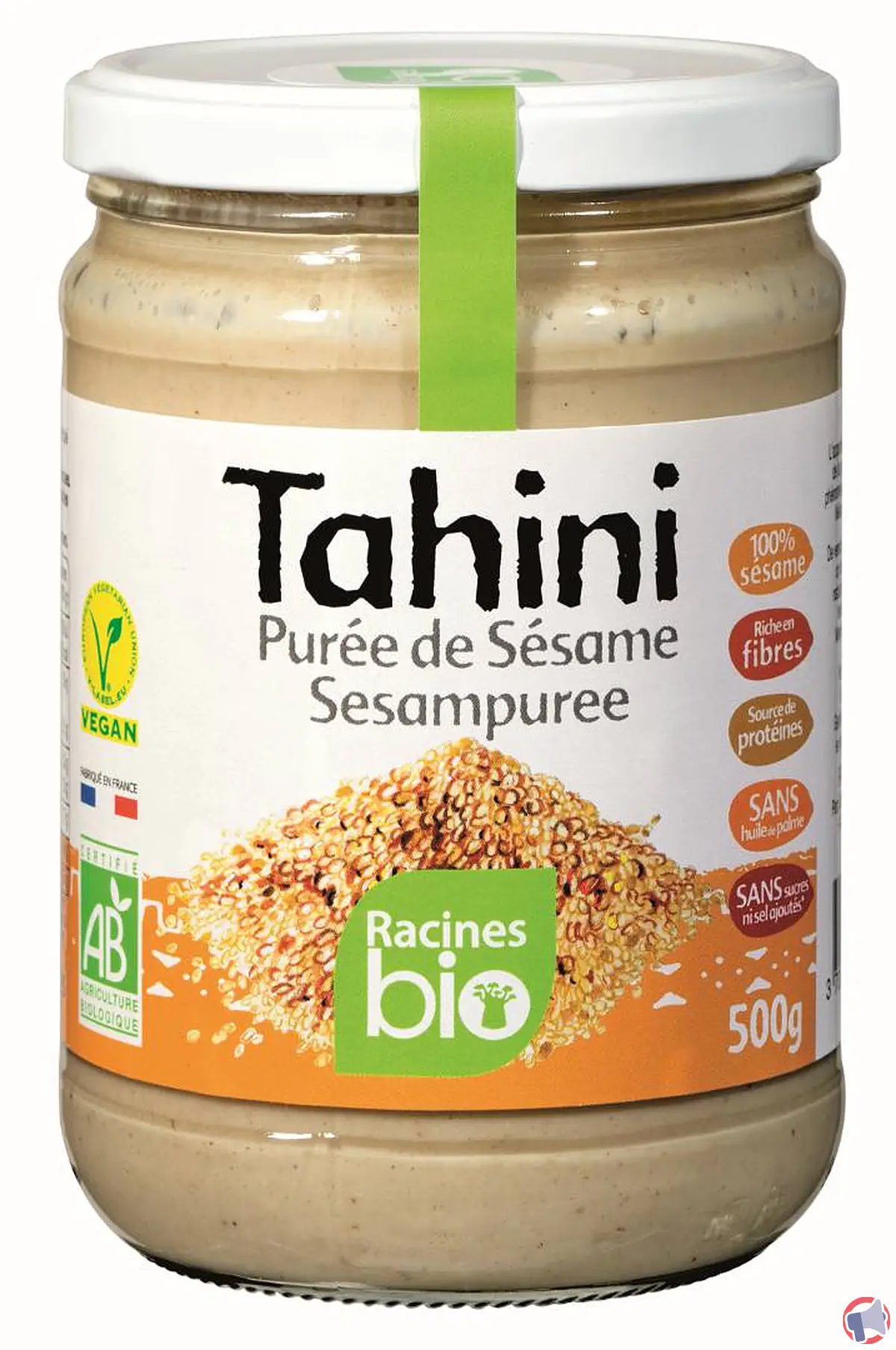 Rappel de produit : purée de sésame Tahini de la marque Racines Bio