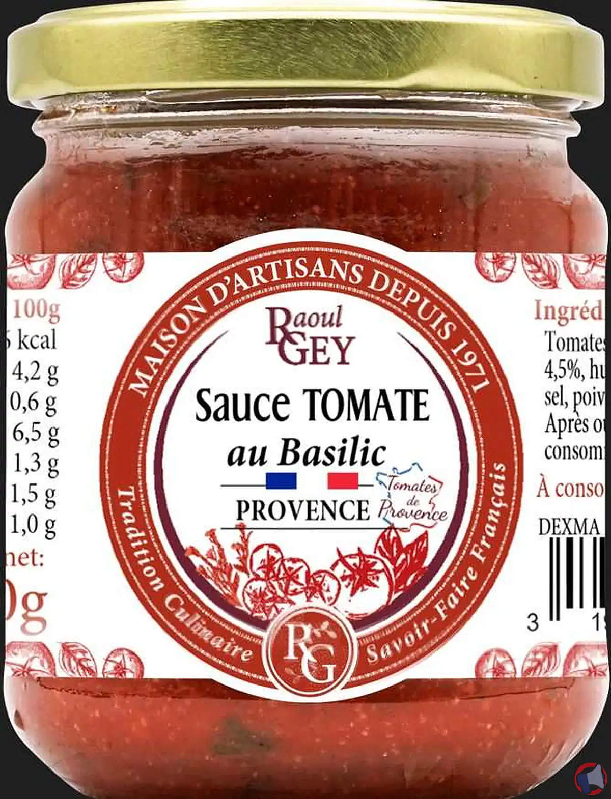 Rappel de produit : sauce tomate basilic de la marque Raoul Gey