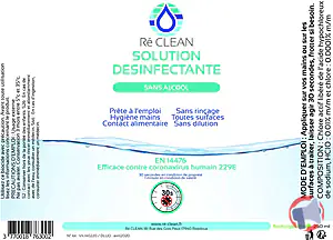 Rappel produit Solution désinfectante Ré CLEAN Ré CLEAN