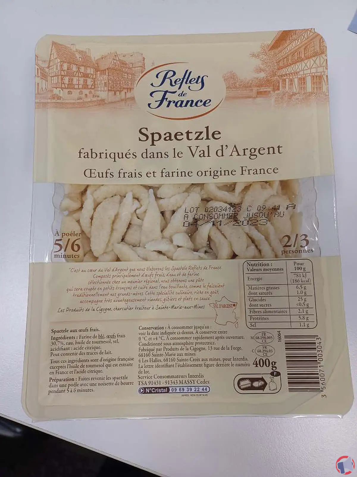 Rappel de produit : Spaetzle du Val d'Argent de la marque Reflets de France pour risque de listériose