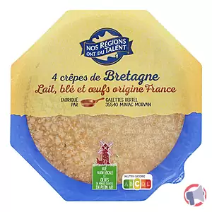 Rappel produit 4 CREPES DE BRETAGNE 180G NOS REGIONS ONT DU TALENT