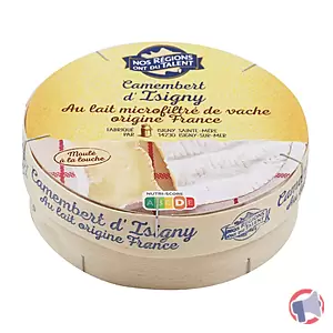 Rappel produit CAMEMBERT D’ISIGNY AU LAIT MICROFILTRE DE VACHE 250g NOS REGIONS ONT DU TALENT