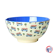 Rappel produit RICE BOL de face intérieure bleue et de face extérieure représentant des vans ainsi que des palmiers