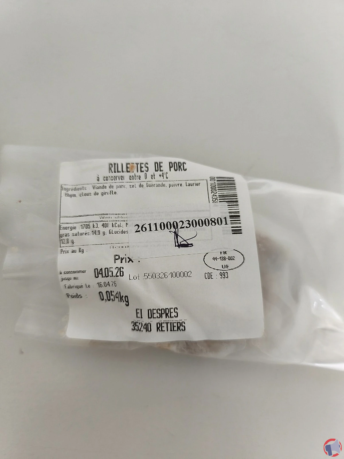 Rillettes de porc : rappel de produit pour risques sanitaires