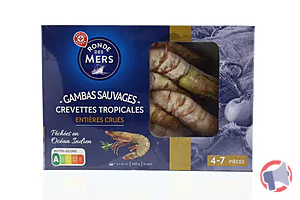 Rappel produit GAMBAS SAUVAGES - CREVETTES TROPICALES ENTIÈRES CRUES SURGELÉES - 500G RONDE DES MERS