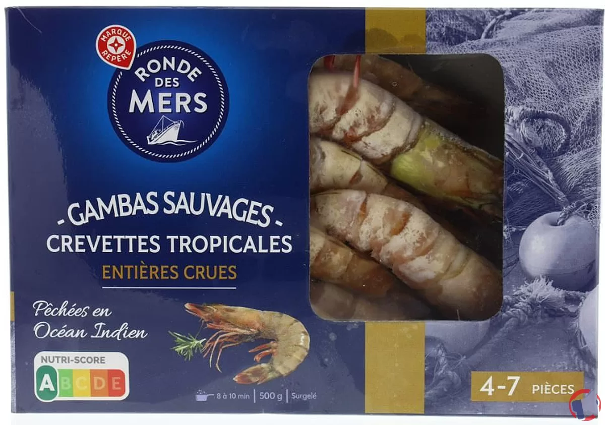 Rappel de produit : Gambas sauvages surgelées de la marque Ronde des Mers pour risque de Vibrio Vulnificus
