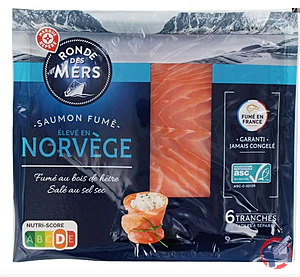 Rappel produit SAUMON FUME ELEVE EN NORVEGE 6 TRANCHES RONDE DES MERS