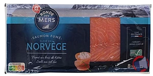 Rappel produit SAUMON FUME ELEVE EN NORVEGE ASC – 8 TRANCHES - 300G RONDE DES MERS