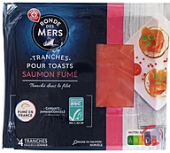 Rappel produit RONDE DES MERS TRANCHES POUR TOASTS SAUMON FUME - 4 TRANCHES - 80G