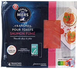 Rappel produit TRANCHES POUR TOASTS SAUMON FUME - 4 TRANCHES - 80G RONDE DES MERS