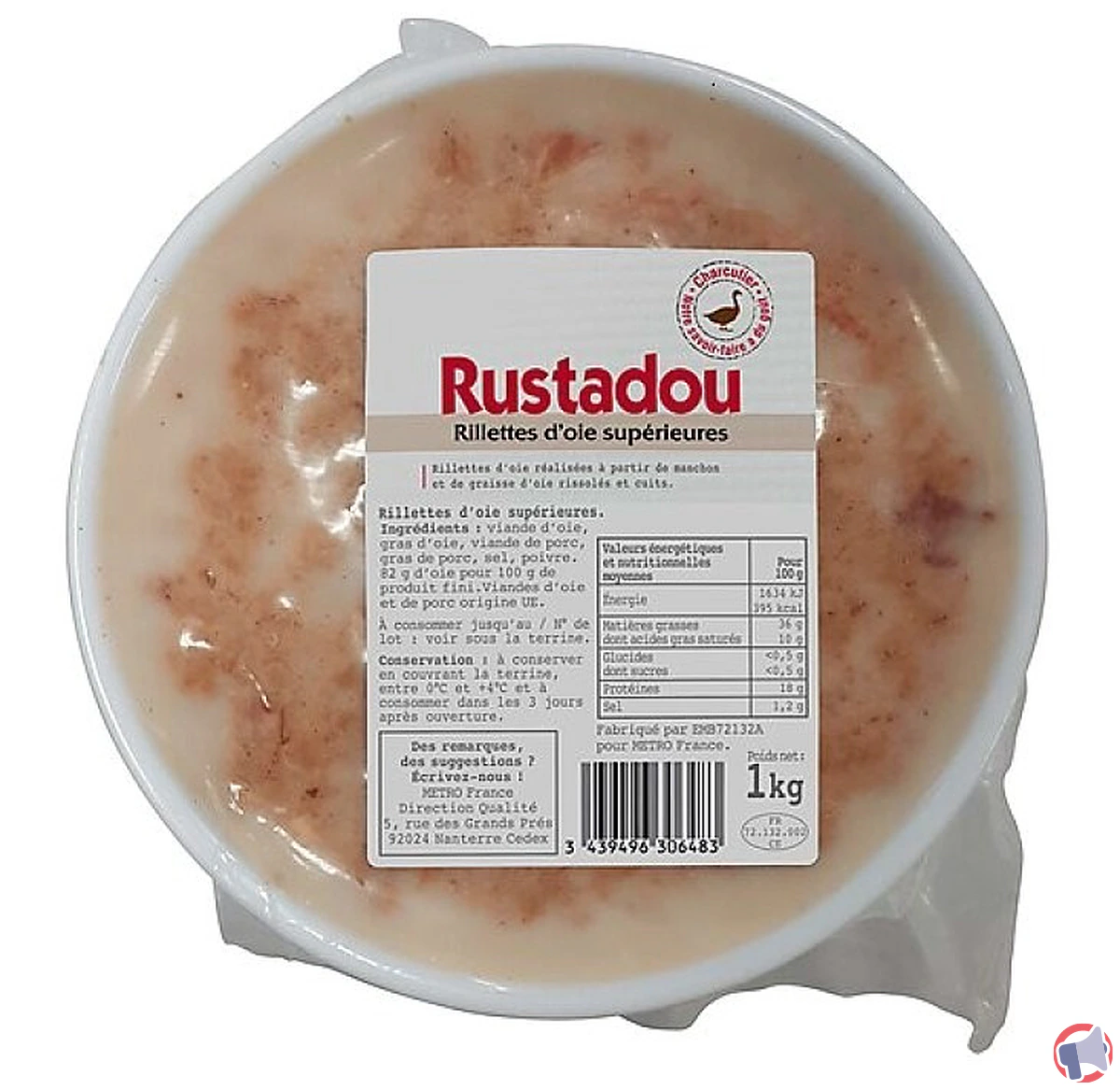 Rappel rustadou rillette de doie supérieure 1 kg : ce qu’il faut faire
