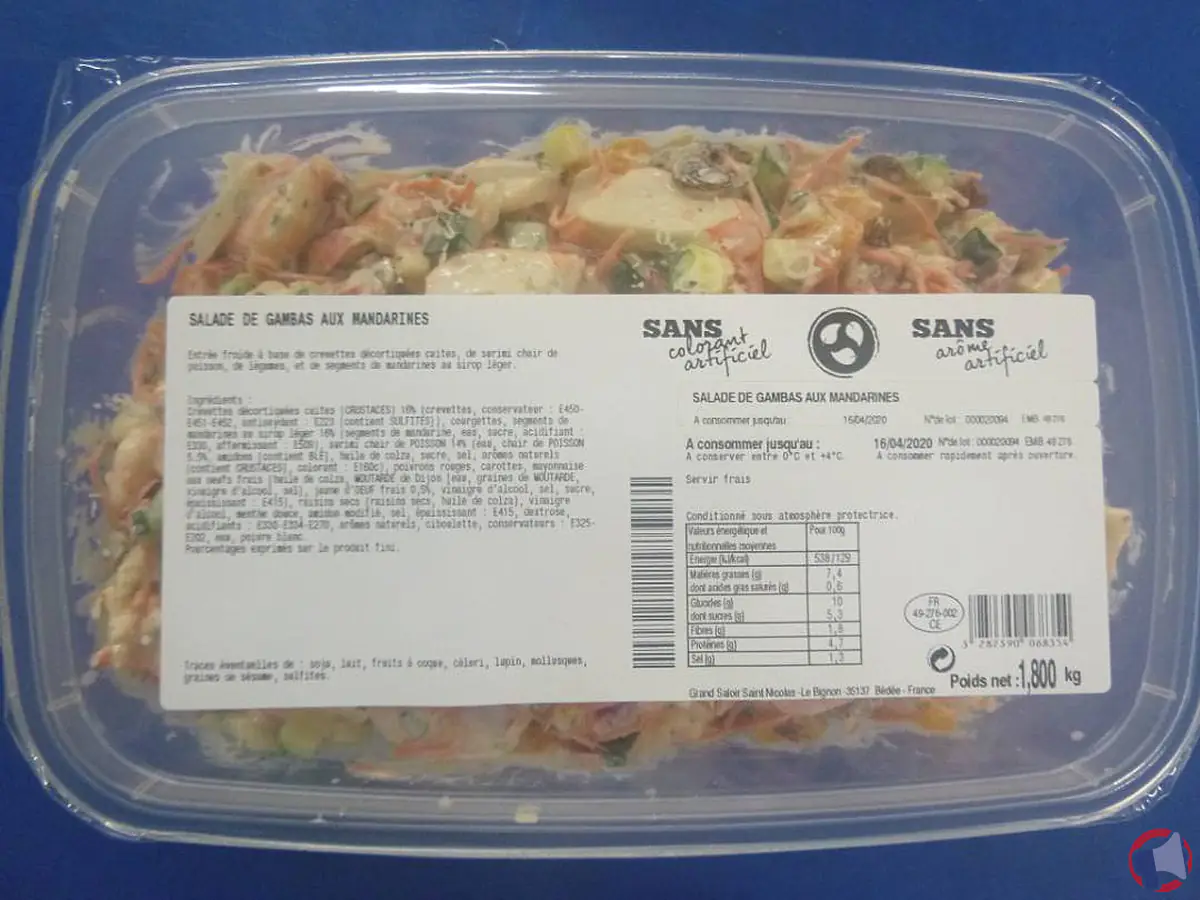 Rappel de produit : salade de gambas aux mandarines 1,8 kg pour risque de listériose